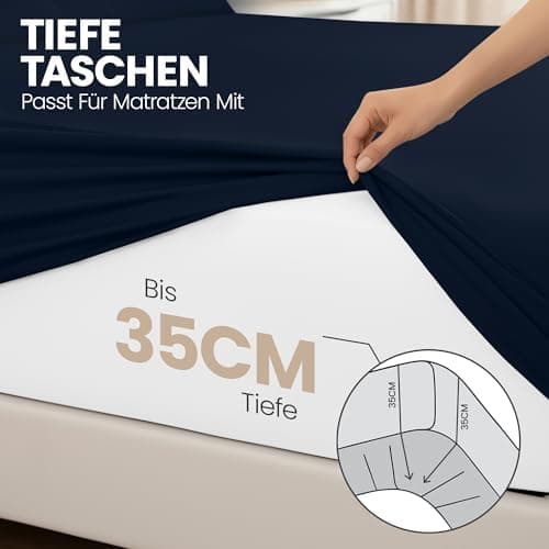 Utopia Bedding 2er-Set Spannbettlaken 140 x 200 cm – OEKO-TEX MADE IN GREEN zertifiziert – 35 cm Tiefe Tasche