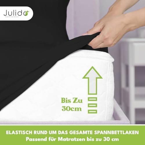 Julido Jersey-Spannbettlaken 140x200 cm – Baumwolle, OEKO-TEX® Standard 100, hautfreundlich & allergikergeeignet, Grün