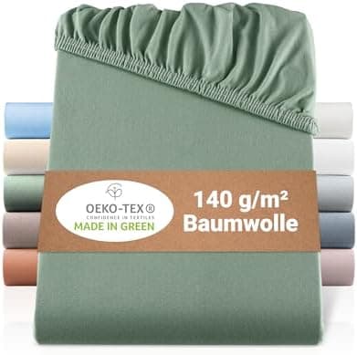 BaSaTex Bio-Jersey Spannbettlaken 120x200 cm – 100% Bio-Baumwolle, GOTS-zertifiziert – Taupe