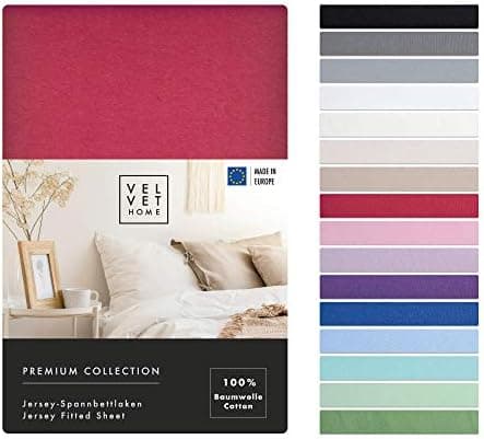 VelvetHome Spannbettlaken 120 x 200 cm – 100% gekämmte Baumwolle (Jersey), passend für Matratzen bis 25 cm