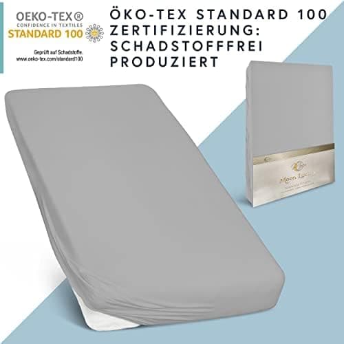 MOON-Luxury Spannbettlaken/Spannbetttuch Jersey-Stretch 230 g/m² OEKO-TEX – anthrazit, 90×200–100×220