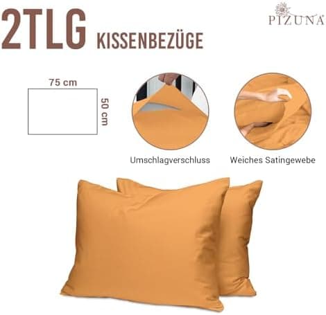 Pizuna Kissenbezüge 2er-Pack 40 x 80 cm Dunkelblau – 100% Langstapel-Baumwolle, 400 Fadenzahl