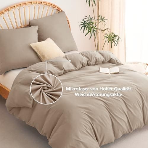 WAVVE Bettwäsche 135x200 – 4‑teiliges Mikrofaser‑Set Anthrazit (inkl. 2×80×80 cm Kissenbezüge) mit Reißverschluss, OEKO‑