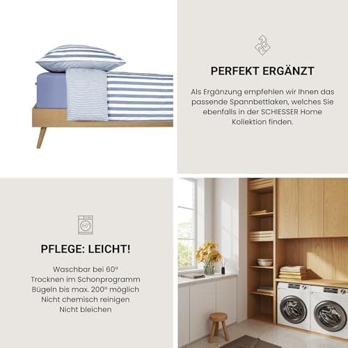 Schiesser Spannbettlaken Jessi – 100% gekämmte Baumwolle aus nachhaltiger Produktion | 180–190×200 cm, Matratzenhöhe bis