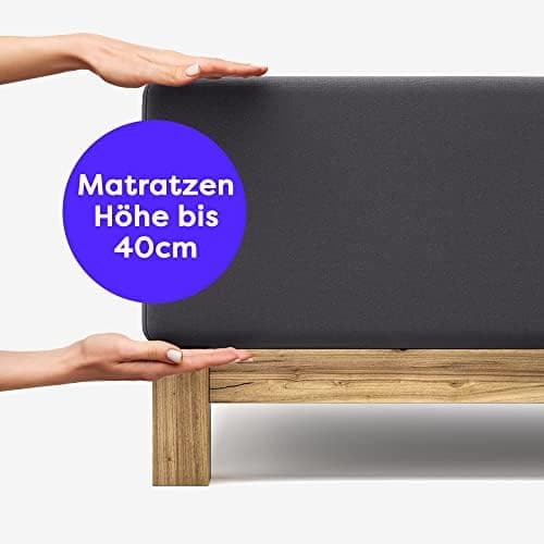 Wolkenfeld Spannbettlaken 180x200–200x220 cm | Premium Jersey-Baumwolle mit 5% Lycra | Für Matratzen bis 40 cm – Anthraz