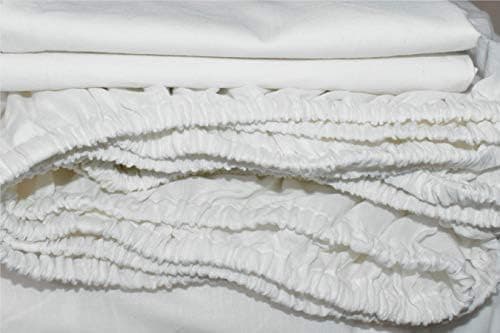 Spannbetttuch 100% Baumwolle, Weiß – 160 x 220 x 35 cm (35 cm Tiefe)