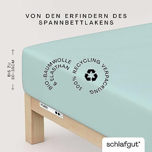 Schlafgut Pure Spannbettlaken 90x200 bis 100x220 cm – 95% Bio-Baumwolle & 5% Elasthan, Oeko-TEX zertifiziert – passend f