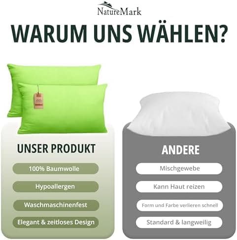 NatureMark Jersey Kissenbezüge – weich & atmungsaktiv, hautfreundlich – 40x40 cm, Anthrazit