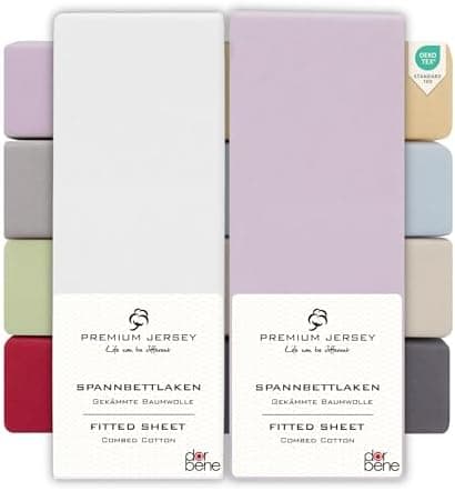 Spannbettlaken 90x200 – Jersey 100% gekämmte Baumwolle, passend für Matratzen bis 30 cm