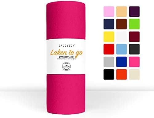Jacobson Jersey-Spannbettlaken – 50% Baumwolle/50% Polyester, elastisch & hautsympathisch – 180–200 x 200 cm, 1er Set, N
