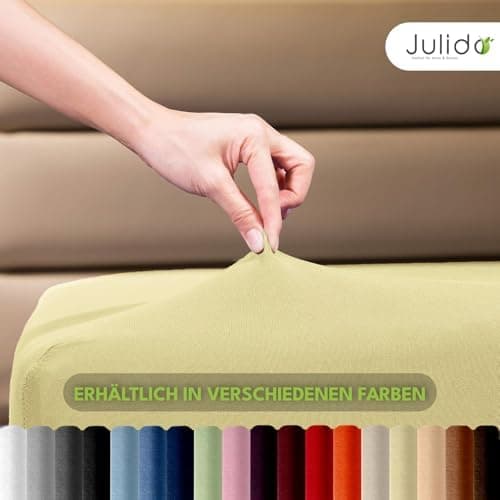 Julido Jersey-Spannbettlaken 140x200 cm – Baumwolle, OEKO-TEX® Standard 100, hautfreundlich & allergikergeeignet, Grün