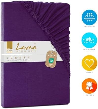Lavea Spannbettlaken 120x200 cm – atmungsaktives Baumwoll‑Jersey, passend für Matratzen bis 20 cm (Mittelgrau)