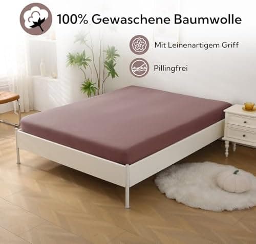 SOULFUL Spannbettlaken 120 x 200 cm (bis 25 cm Matratzenhöhe) – 100% gewaschene Baumwolle, atmungsaktiv & leinenartiger