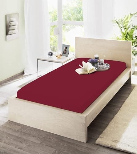 Spannbettuch Jersey mit Elasthan – 97% Baumwolle / 3% Elasthan, elastisches Spannbettlaken Weiß (90–100 × 200–220 cm)