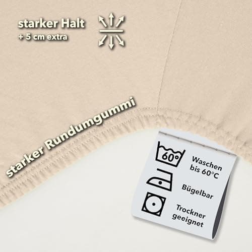 STUDIO Spannbettlaken Jersey – 97 % Baumwolle / 3 % Elastan – 120×200 / 120×220 / 130×200 / 130×220 cm, passend für Matr