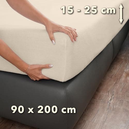 STUDIO Basic Frottee-Spannbettlaken 90 x 200 cm – weiches 80% Baumwolle/20% Polyester, elastisch & bügelfrei, OEKO-TEX f