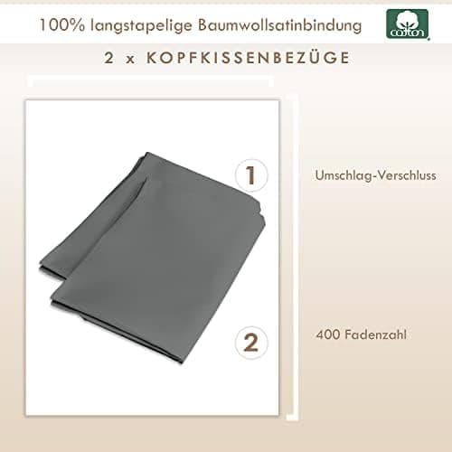 Pizuna Kissenbezüge 2er-Pack 40 x 80 cm Dunkelblau – 100% Langstapel-Baumwolle, 400 Fadenzahl