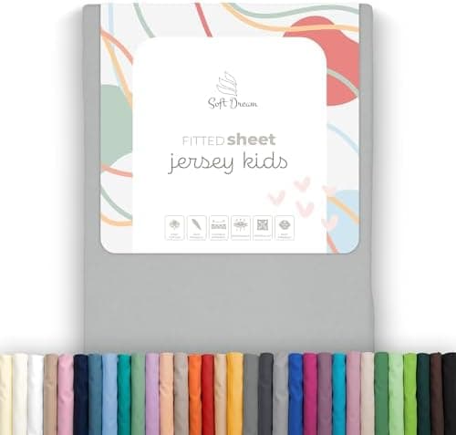 Soft Dream Spannbettlaken 90x200 cm Dunkelgrau – 100% gekämmte Baumwolle Jersey – für Kinder- & Juniorbett