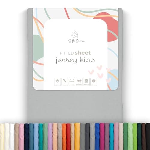 Soft Dream Spannbettlaken 90x200 cm Dunkelgrau – 100% gekämmte Baumwolle Jersey – für Kinder- & Juniorbett
