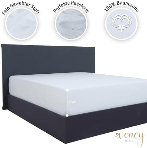 Vency Spannbettlaken 90x200 cm (bis 25 cm Matratzenhöhe) – 100% Baumwolle, Weiß