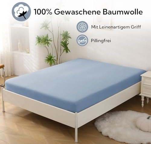 SOULFUL Spannbettlaken 120 x 200 cm (bis 25 cm Matratzenhöhe) – 100% gewaschene Baumwolle, atmungsaktiv & leinenartiger