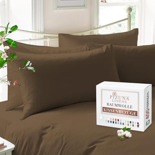 Pizuna Kissenbezüge 2er-Pack 40 x 80 cm Dunkelblau – 100% Langstapel-Baumwolle, 400 Fadenzahl