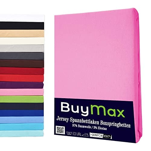 Buymax® Spannbettlaken 140x200 cm – 100% Baumwolle (Jersey), für Matratzen bis 25 cm