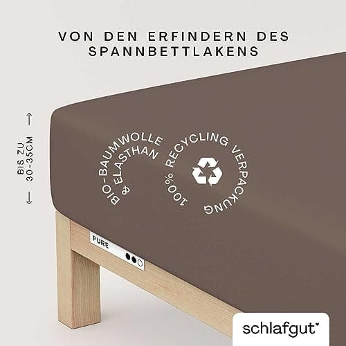 Schlafgut Pure Spannbettlaken 90x200 bis 100x220 cm – 95% Bio-Baumwolle & 5% Elasthan, Oeko-TEX zertifiziert – passend f
