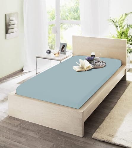 Spannbettuch Jersey mit Elasthan – 97% Baumwolle / 3% Elasthan, elastisches Spannbettlaken Weiß (90–100 × 200–220 cm)