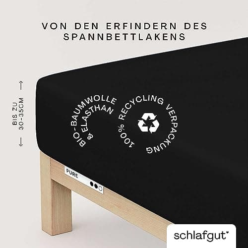 Schlafgut Pure Spannbettlaken 90x200 bis 100x220 cm – 95% Bio-Baumwolle & 5% Elasthan, Oeko-TEX zertifiziert – passend f