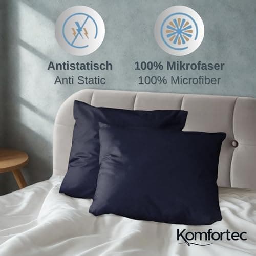 Komfortec Bettwäsche 2‑teilig (Bettbezug 155x220 + Kissenbezug 80x80) – superweiche gebürstete 100% Mikrofaser, Grau, OE