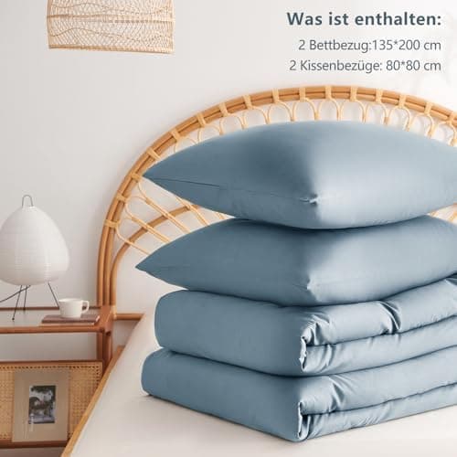 WAVVE Bettwäsche 135x200 – 4‑teiliges Mikrofaser‑Set Anthrazit (inkl. 2×80×80 cm Kissenbezüge) mit Reißverschluss, OEKO‑