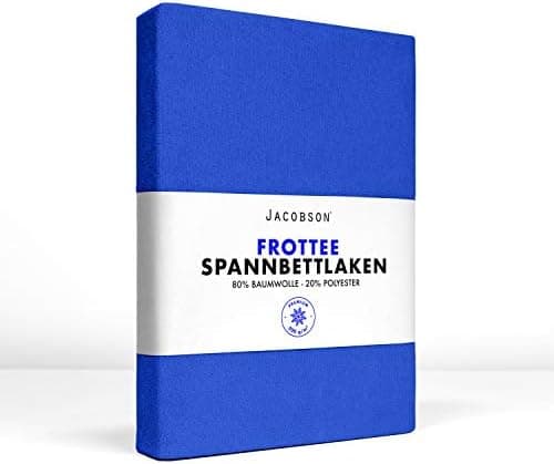 Jacobson Premium Frottee-Spannbettlaken aus Baumwolle, 200 g/m² (120–130 x 200 cm) – Grau