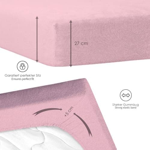 120x200 cm Jersey-Spannbettlaken – 100% Baumwolle, Weiß
