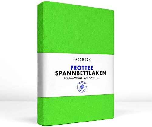 Jacobson Premium Frottee-Spannbettlaken aus Baumwolle, 200 g/m² (120–130 x 200 cm) – Grau