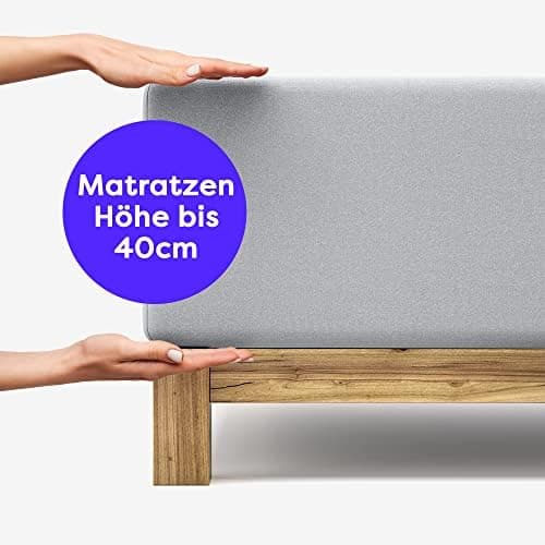 Wolkenfeld Spannbettlaken 180x200–200x220 cm | Premium Jersey-Baumwolle mit 5% Lycra | Für Matratzen bis 40 cm – Anthraz
