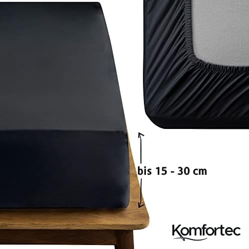 Komfortec Spannbettlaken 90x200 cm Jersey-Baumwolle – OEKO-TEX® Standard 100, Rundumgummizug für perfekte Passform, Weiß