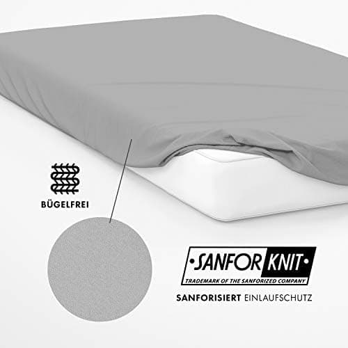 Jacobson Premium Frottee-Spannbettlaken aus Baumwolle, 200 g/m² (120–130 x 200 cm) – Grau