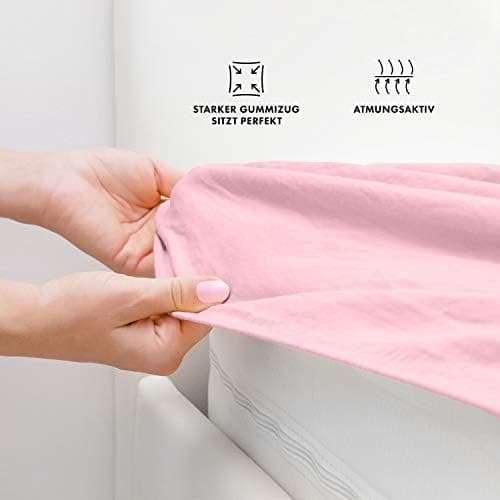 Jacobson Jersey-Spannbettlaken aus Baumwolle – OEKO-TEX STANDARD 100, 180x200–200x200 cm, Weiß