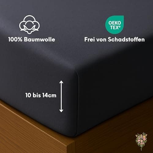 Jersey-Spannbettlaken / Spannbetttuch – 100% Baumwolle, 180x200–200x200 cm