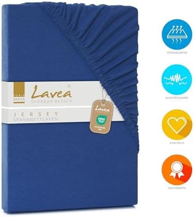 Lavea Spannbettlaken 120x200 cm – atmungsaktives Baumwoll‑Jersey, passend für Matratzen bis 20 cm (Mittelgrau)