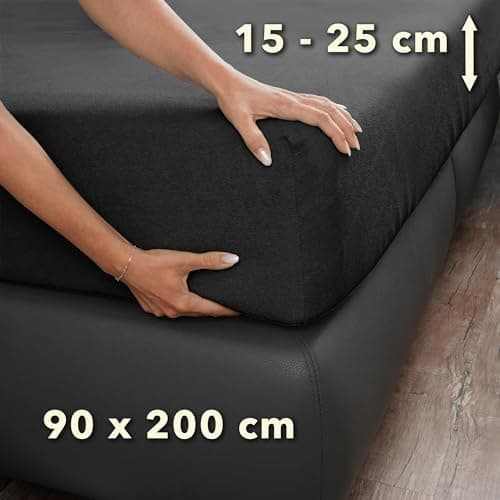 STUDIO Basic Frottee-Spannbettlaken 90 x 200 cm – weiches 80% Baumwolle/20% Polyester, elastisch & bügelfrei, OEKO-TEX f