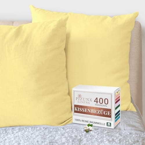Pizuna Kissenbezüge 2er-Pack 40 x 80 cm Dunkelblau – 100% Langstapel-Baumwolle, 400 Fadenzahl