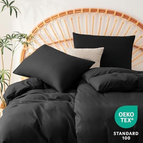 WAVVE Bettwäsche 135x200 – 4‑teiliges Mikrofaser‑Set Anthrazit (inkl. 2×80×80 cm Kissenbezüge) mit Reißverschluss, OEKO‑