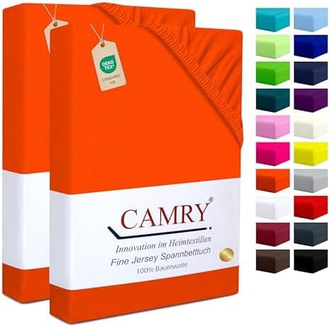 Camry Spannbettlaken 180x200–200x200 cm – Baumwoll‑Jersey Orange