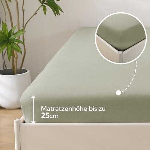 SOULFUL Spannbettlaken 120 x 200 cm (bis 25 cm Matratzenhöhe) – 100% gewaschene Baumwolle, atmungsaktiv & leinenartiger