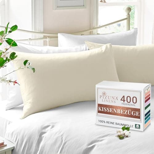 Pizuna Kissenbezüge 2er-Pack 40 x 80 cm Dunkelblau – 100% Langstapel-Baumwolle, 400 Fadenzahl