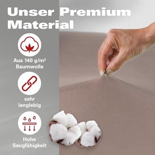 BaSaTex Bio-Jersey Spannbettlaken 120x200 cm – 100% Bio-Baumwolle, GOTS-zertifiziert – Taupe