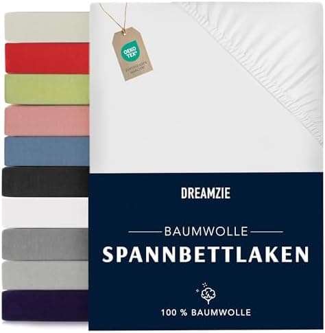 Dreamzie Spannbettlaken 90x190/200 cm – 100% Jersey‑Baumwolle, OEKO‑TEX STANDARD 100