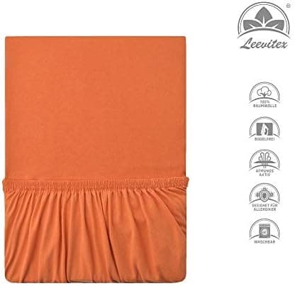 leevitex® Spannbettlaken 180x200–200x200 cm | 100% Jersey-Baumwolle | für Matratzen bis 25 cm